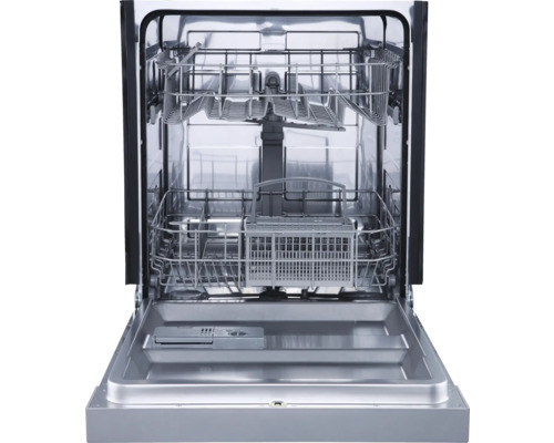 Offener Geschirrspüler mit Körben und Spülarmen