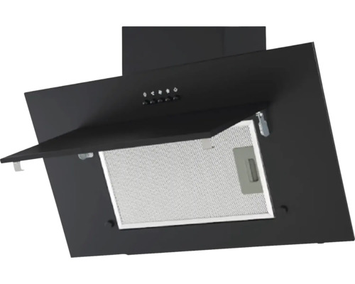 Schwarze Dunstabzugshaube mit Metallfettfilter