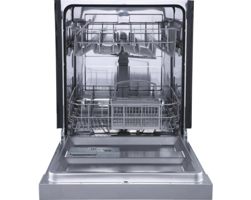 Offener Geschirrspüler mit Innenraum und Spülkörben