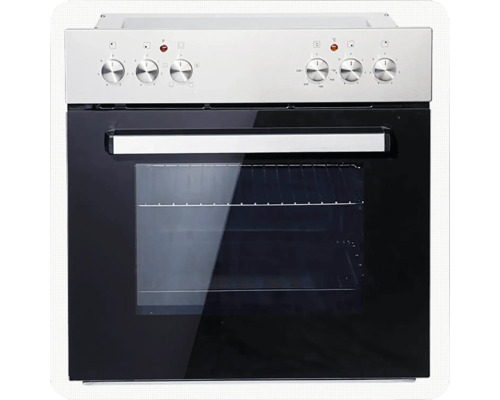 Einbaubackofen mit Bedienfeld oben und Glastür