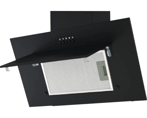 Dunstabzugshaube aus Metall mit Filter und Bedienknöpfen