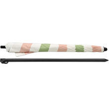 Strandsonnenschirm mit Streifenmuster und schwarzem Stab