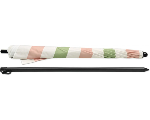 Strandsonnenschirm mit Streifenmuster und schwarzem Stab