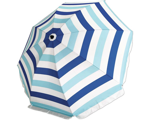 Gestrandeter Sonnenschirm mit Streifenmuster