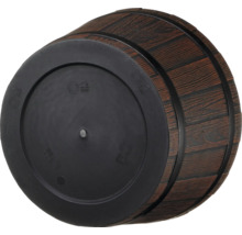 Unterseite eines Pflanzgefäßes in Fassoptik