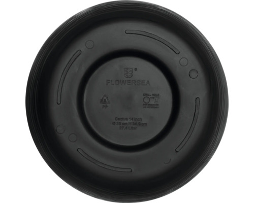 Schwarzer Untersetzer aus Kunststoff, Durchmesser 35 cm