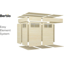 Bertilo Logo. Abbildung eines Gartenhauses im einfachen Elementsystem.