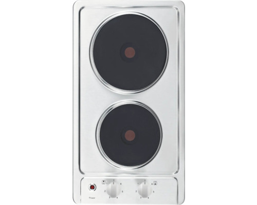 Edelstahl Elektrokochfeld mit zwei Kochzonen und Drehreglern