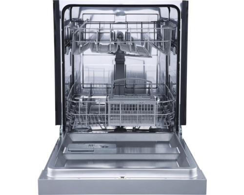 Geöffneter Geschirrspüler mit Innenraum und Geschirrkörben