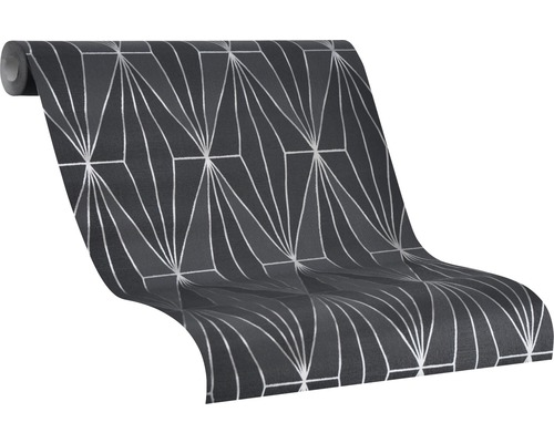 Rolle grauer Tapete mit geometrischem Muster