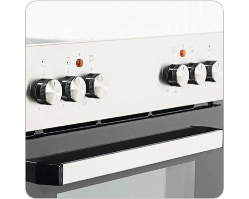 Detailansicht eines weißen Küchenherds mit Drehknöpfen