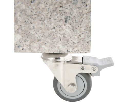 Lenkrolle mit Feststellbremse unter einer Arbeitsplatte