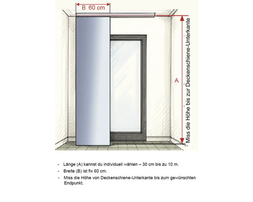 Illustration einer Schiebetür zur Veranschaulichung der benötigten Maße