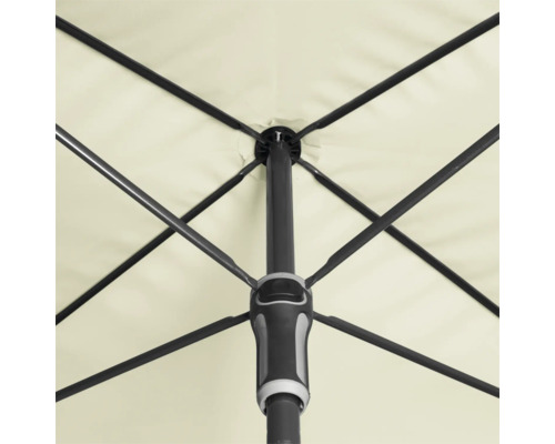Ansicht von unten auf einen Sonnenschirm mit Streben
