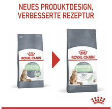 Zwei Packungen Royal Canin Digestive Katzenfutter mit neuem Produktdesign und verbesserter Rezeptur