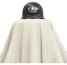 Doppler Logo auf einem geschlossenen Sonnenschirm