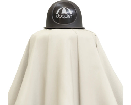 Doppler Logo auf einem geschlossenen Sonnenschirm