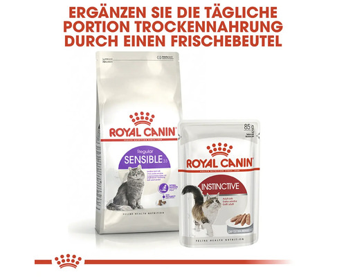 Royal Canin Sensible 33 Trockenfutter und Instinctive Feuchtfutter für Katzen