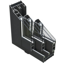 Schnittansicht eines Fensterrahmens mit Dreifachverglasung