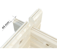 Detailansicht einer 44 Millimeter Blockbohlenwand