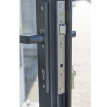 Detailansicht eines Türschlosses mit Griff