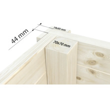 Detailansicht einer Holzkonstruktion mit Maßangaben