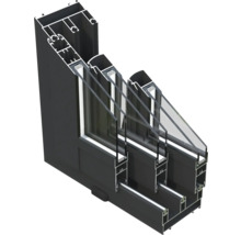 Schnittansicht eines Fensterprofils mit Mehrfachverglasung