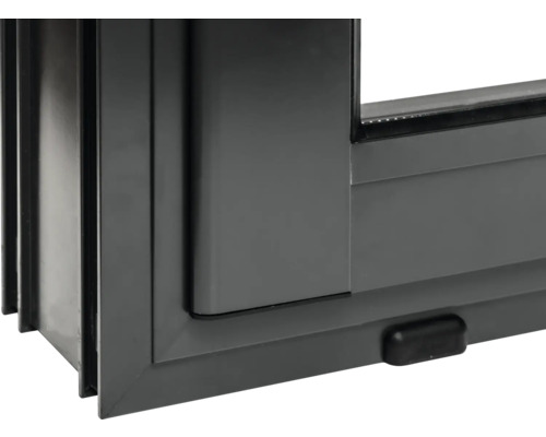 Detailansicht eines grauen Kunststofffensters