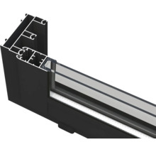 Schnittansicht eines Fensterprofils mit Glas
