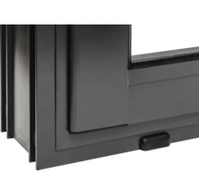 Detailansicht eines grauen Kunststofffensters