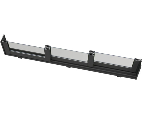 Querschnitt eines schwarzen Aluminiumfensters mit Glas