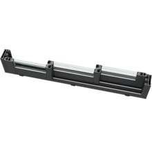 Querschnitt einer schwarzen Glasschiebewandanlage