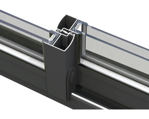 Detailansicht eines Aluminium-Schiebefensterprofils
