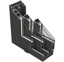 Schnittdarstellung eines Fensterrahmens mit Dreifachverglasung