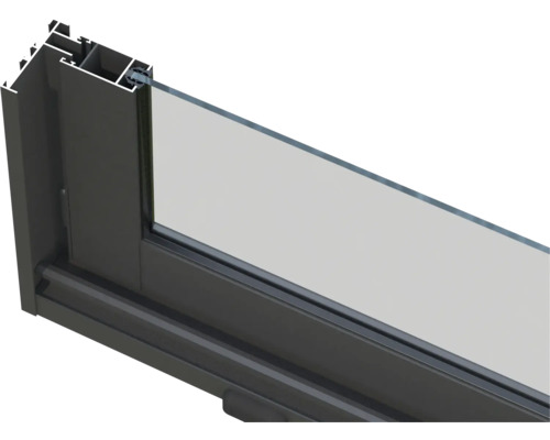 Detailansicht eines Aluminiumfensters mit Glas