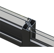 Querschnitt eines Fensterrahmens mit Glas