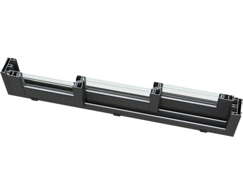 Querschnitt eines Fensterrahmens aus Aluminium mit Glas