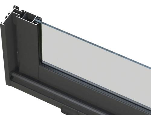 Detailansicht eines Fensterrahmens aus Aluminium mit Verglasung