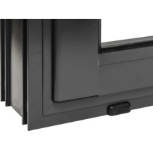 Detailansicht eines grauen Kunststofffensters