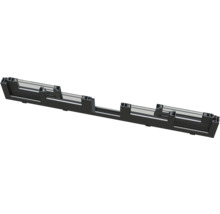 Schnittansicht eines schwarzen Aluminiumfensterrahmens mit Glas