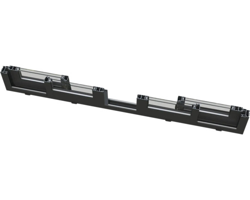 Schnittansicht eines schwarzen Aluminiumfensterrahmens mit Glas