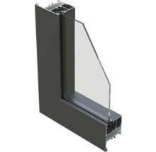 Profilansicht eines Aluminiumfensters mit Glas