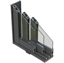 Schnittansicht eines Fensters mit Mehrfachverglasung