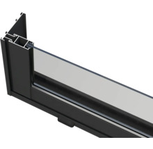 Querschnitt eines Aluminiumfensters mit Glas