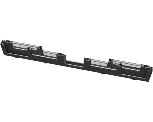 Querschnitt eines schwarzen Fensterrahmens mit Verglasung