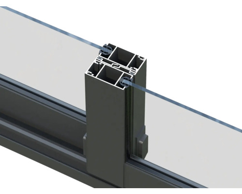 Detailansicht eines Aluminiumfensterprofils mit Glas