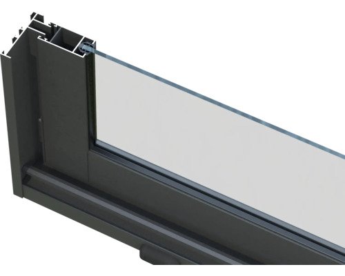 Detailansicht eines Fensterrahmens aus Aluminium mit Glas