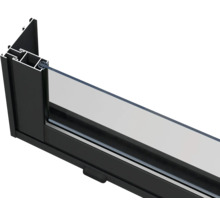 Querschnitt eines Aluminiumfensterrahmens mit Verglasung