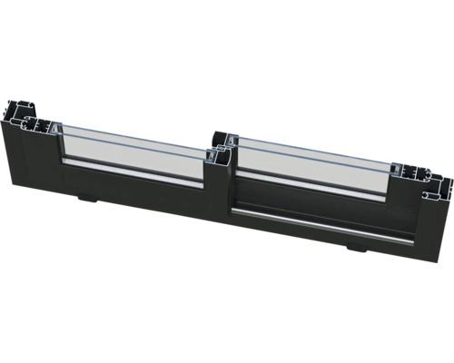 Querschnitt einer schwarzen Aluminium-Glasschiebetür