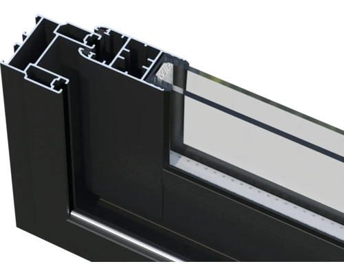 Querschnitt eines Fensterrahmens aus Aluminium
